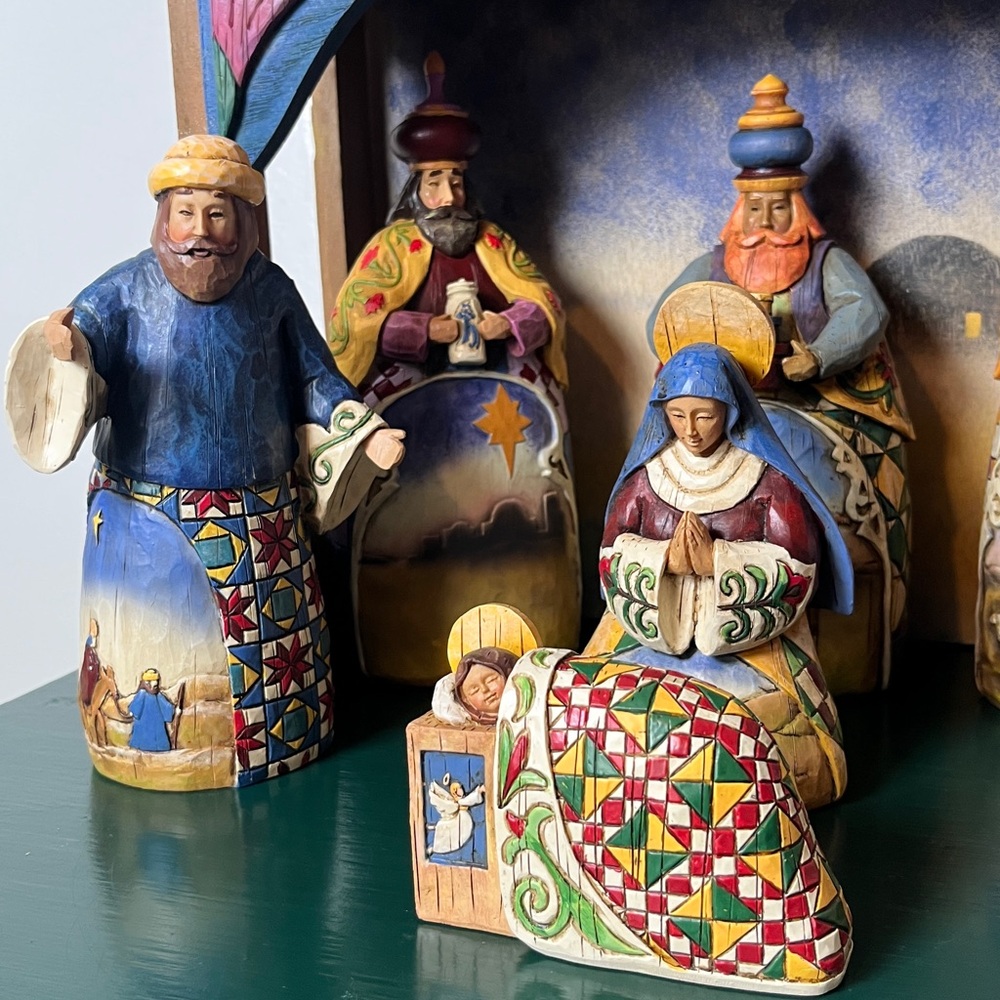 Jim Shore Joy to the World Vintage 2003 Set of 8 Folk Art Nativity Scene Set - Picture 4 of 13